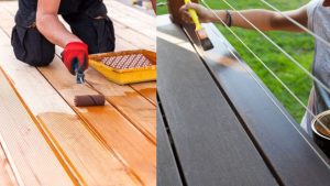 Tools for painting different areas of the deck