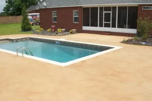 warm tan pool deck