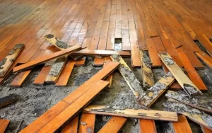 Leaks and flooding wood deck repair
