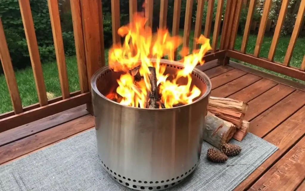 Stove on a softwood Deck